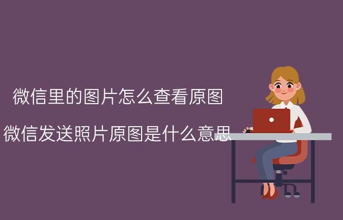 微信里的图片怎么查看原图 微信发送照片原图是什么意思？